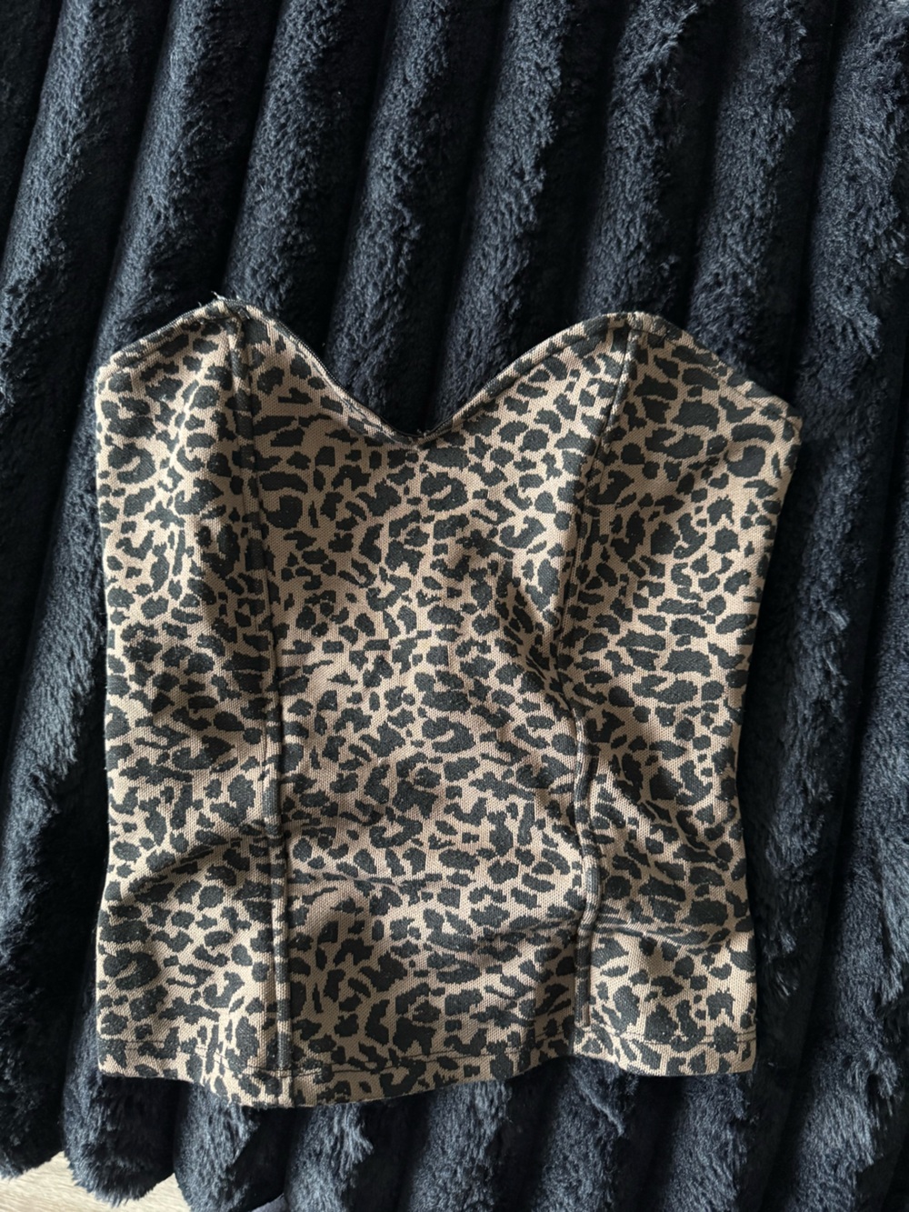 Urban Outfitters Leopard Print Strapless Bustier - Tan & Black